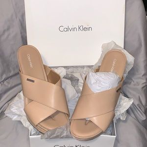 *Calvin Klein*Jocelyn DesertSand Leather Wedge 11M